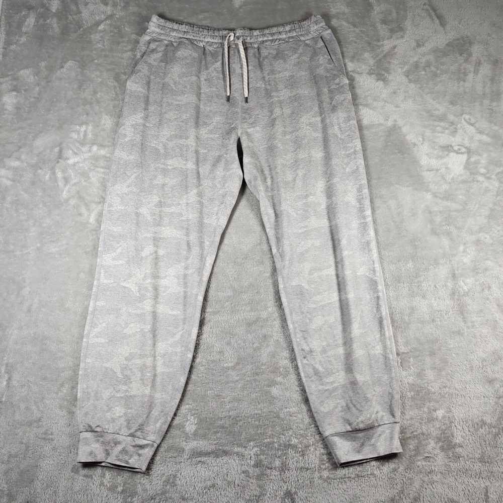 Vuori Ponto Joggers Mens XL Grey Camo Performance Knit Tapered Leg Sweatpants